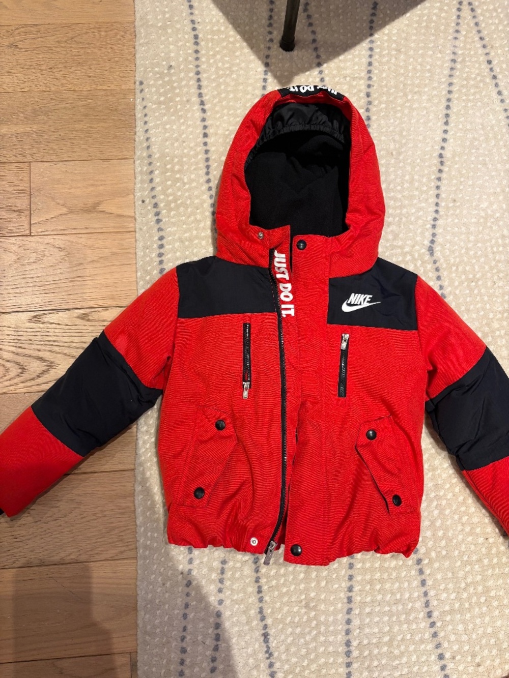 Nike red and black toddler puffer jacket